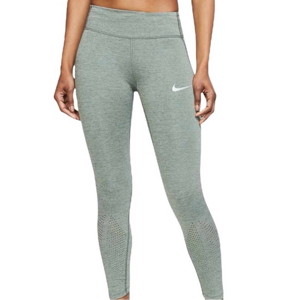 NIKE Green Epic Lux Cropped Compression Running Tight Dri-Fit Active Gym Size S